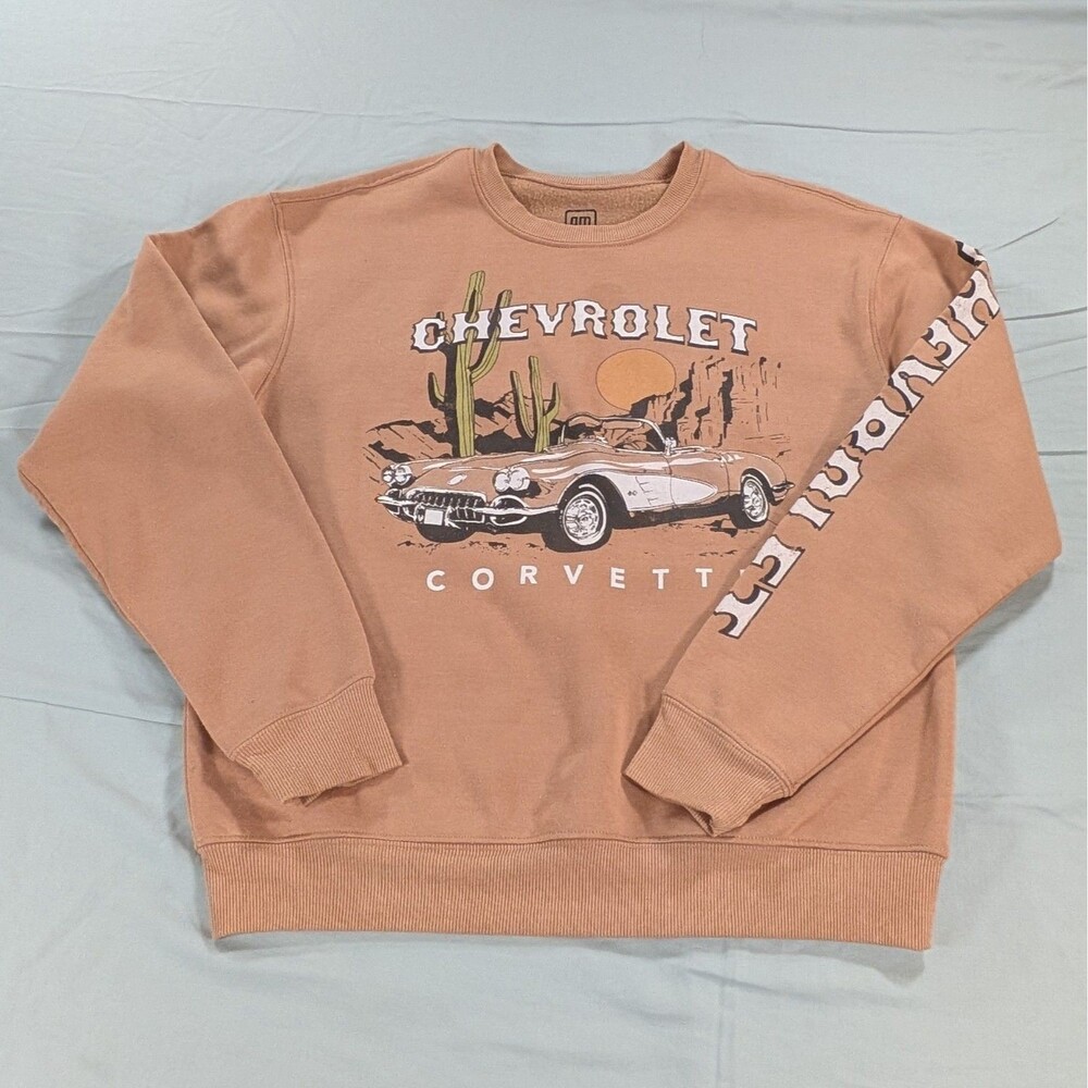 General Motors Womens Medium Crewneck Sweatshirt Corvette Chevrolet Sleeve
